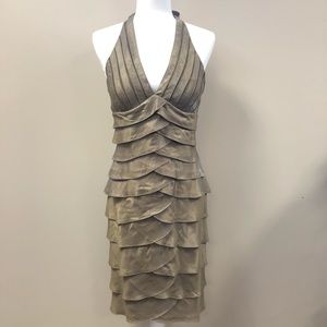 Cachè brand halter tiered cocktail dress